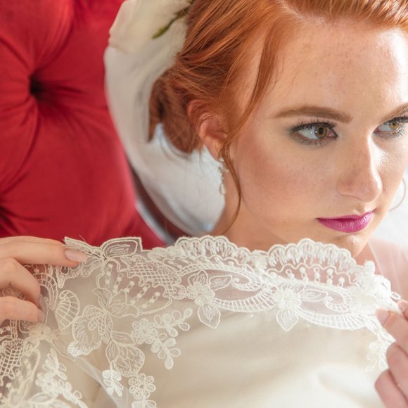 Cathedral Length Ivory Lace Edge Wedding Veil